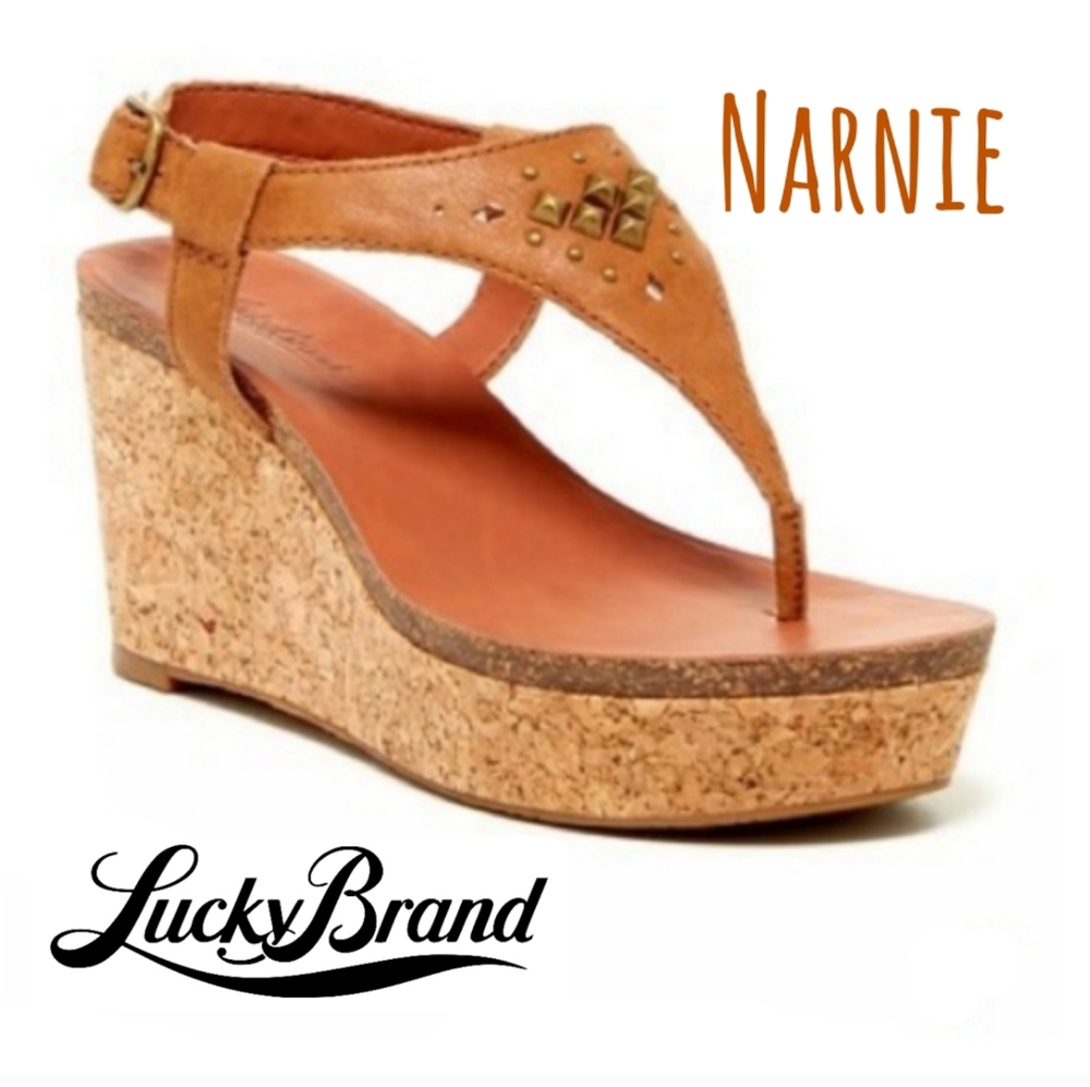 Narnie Cork Wedge Platform Thong Leather Sandals
